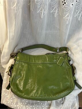 Coach Green Patent Leather Shoulder Hobo Bag Y2K